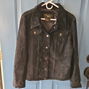 VINTAGE  Fabio Women's Genuine Leather Jacket In a BLACK Suede Finish